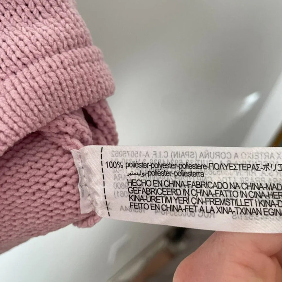 Zara Cropped Chenille Knit Collared Pullover Sweater Pink Size Small - Picture 6 of 6